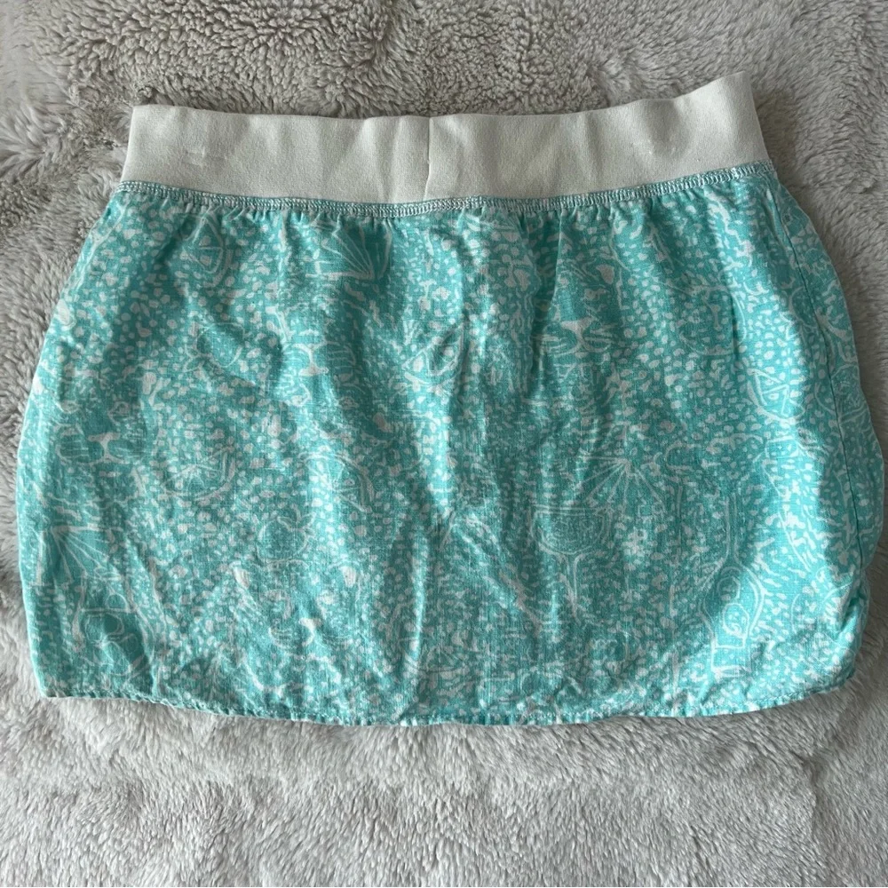 Lilly Pulitzer 100% Linen Hayden Pull-on Skirt Shorely Blue - Picture 4 of 9